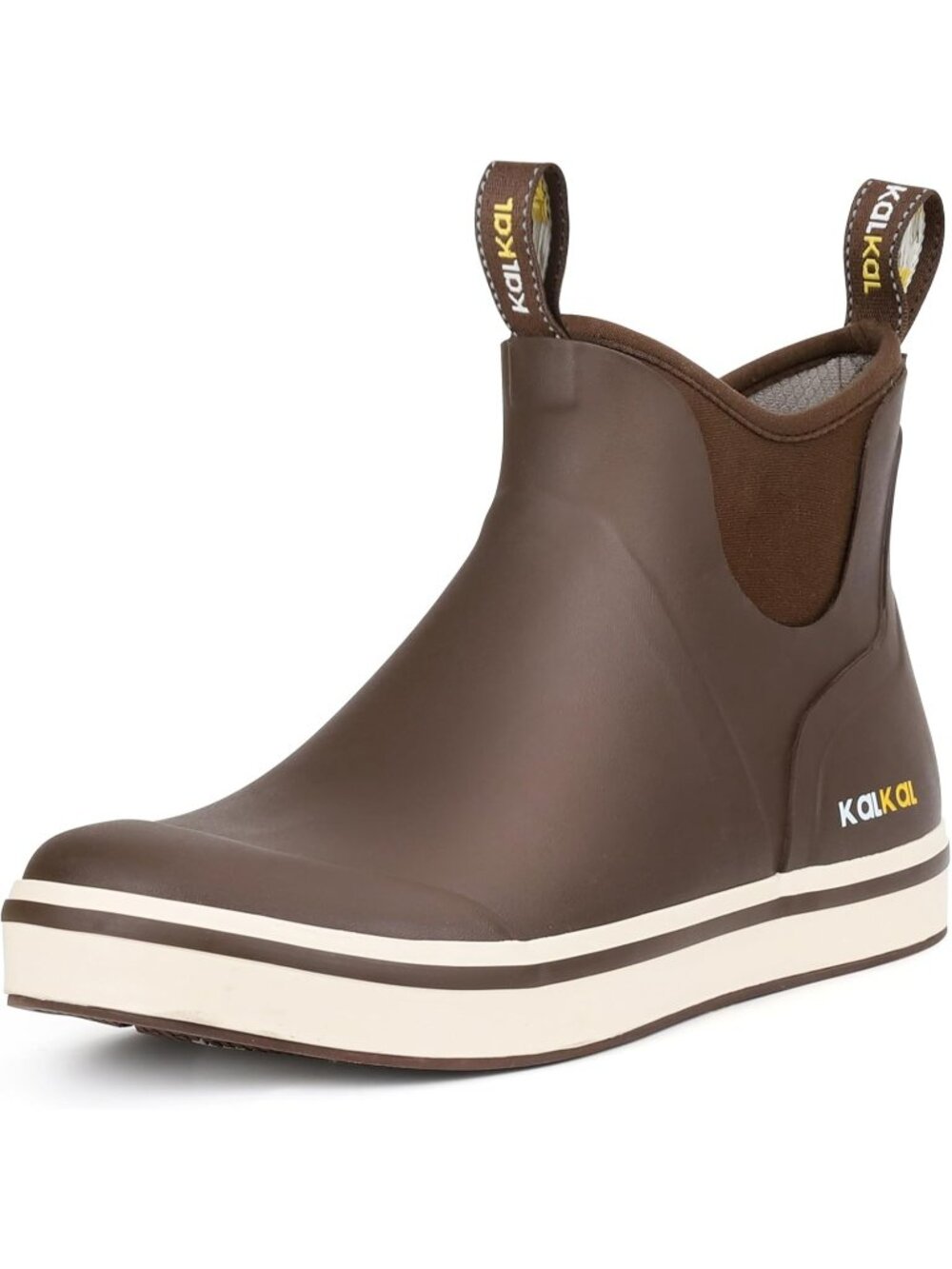 🆕Men's Dark Brown Deck Boots Anti-Slip Saltwater Fishing Rain Boots Waterproof